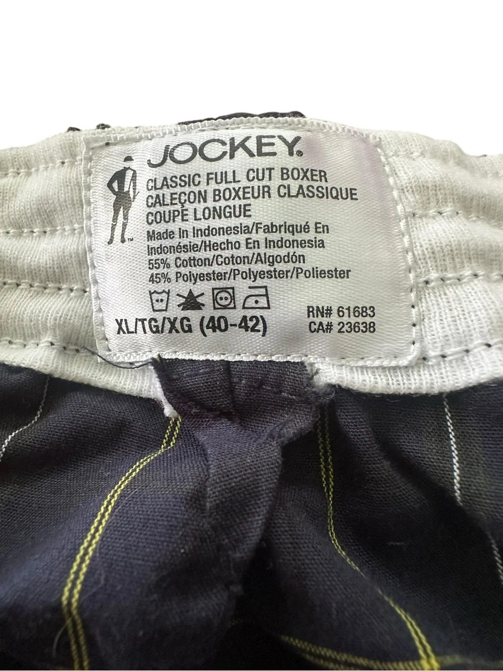 Jockey Classic Full Cut Boxers - Mens Size XL (40-42) Multi Colors Plaid